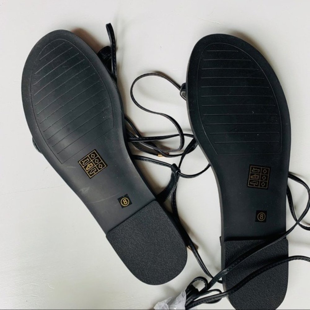 ASOS Black Leather Lace Up Wrap Sandals 8 NEW - Picture 3 of 3